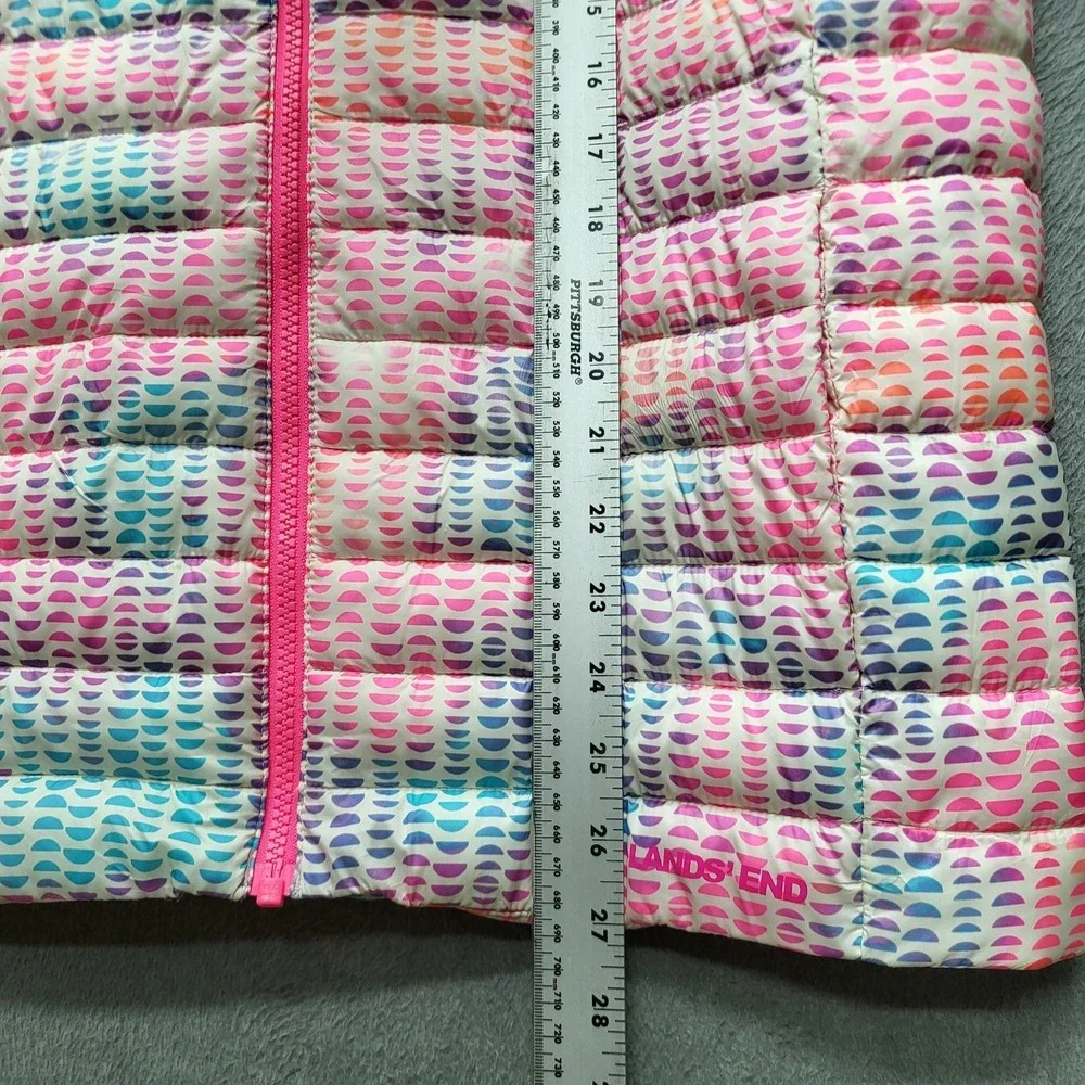 Lands' End Girls‎ Vest XXL Pink Puffer Primaloft Zipper Logo Sleeveless